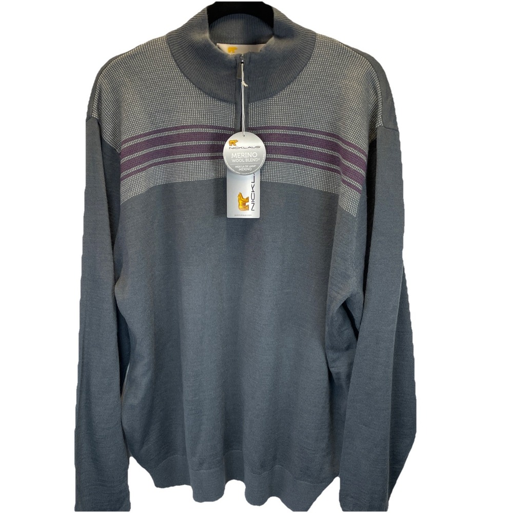 NWT Jack Nicklaus Merino Wool Blend 1/4 Zip Golf Sweater Men's XL Preppy Classic